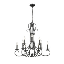  8606-CN9 BLK - Homestead 2 Tier - 9 Light Candelabra Chandelier in Matte Black